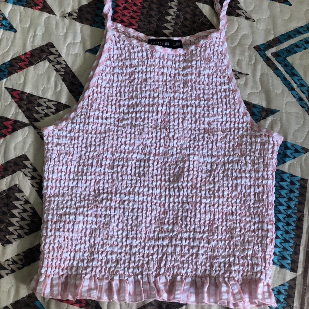 Pink gingham crop top